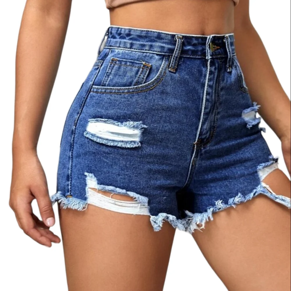 No Boundaries NWT High Rise Destructed Midi Shorts in Dark Wash Size 5